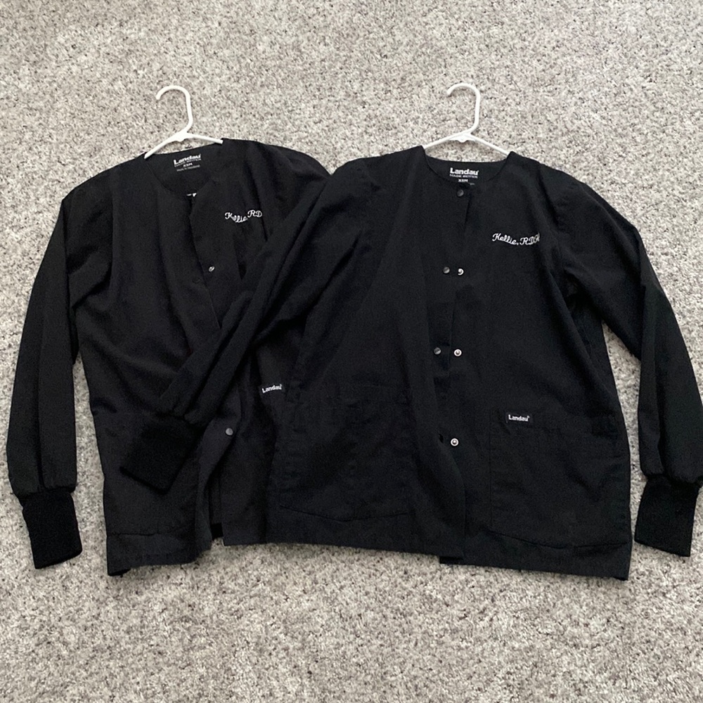 Set of 2 Landau black scrub jackets XS
